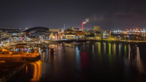 Cardiff Bay Timelapse, Night, Wales