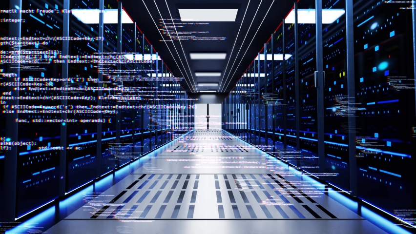 Loop Animation of data processing, digital Global network of internet information flowing through network of computer servers in a server room. Broadcast technology and computers news report - Powered by Shutterstock - Get 15% off with code: PIKWIZARD15