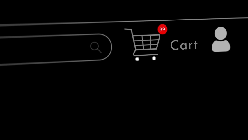 4K online shopping cart Close up shot animation of shopping cart icon counting numbers. Add online commodity on shopping web page. Numbers add online commodity. add to cart