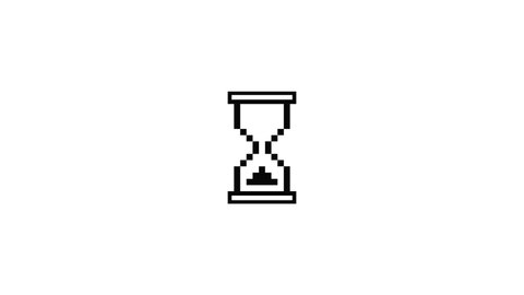 Loading Hourglass Cursor Loop Animation Green Screen. Hourglass waiting sign on transparent background. loading pixel hourglass cursor. Hourglass, Sand Timer, Or Sand Clock Measuring , Time concept.