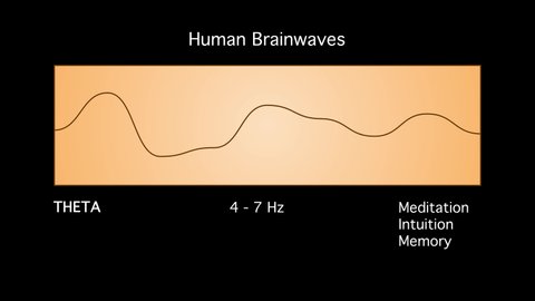 Theta Human Brain Waves Diagram Illustration Animation on Black Background