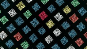  QR codes moving field on black background, science and technology concept. Animation. Small multicolored squares with quick response code on black background background, seamless loop. - Powered by Shutterstock - Get 15% off with code: PIKWIZARD15