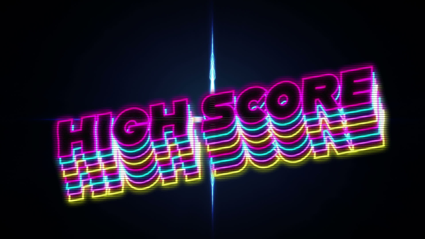 Animation of colorful high score text over colorful lights. video game, entertainment and digital interface concept digitally generated video. - Powered by Shutterstock - Get 15% off with code: PIKWIZARD15