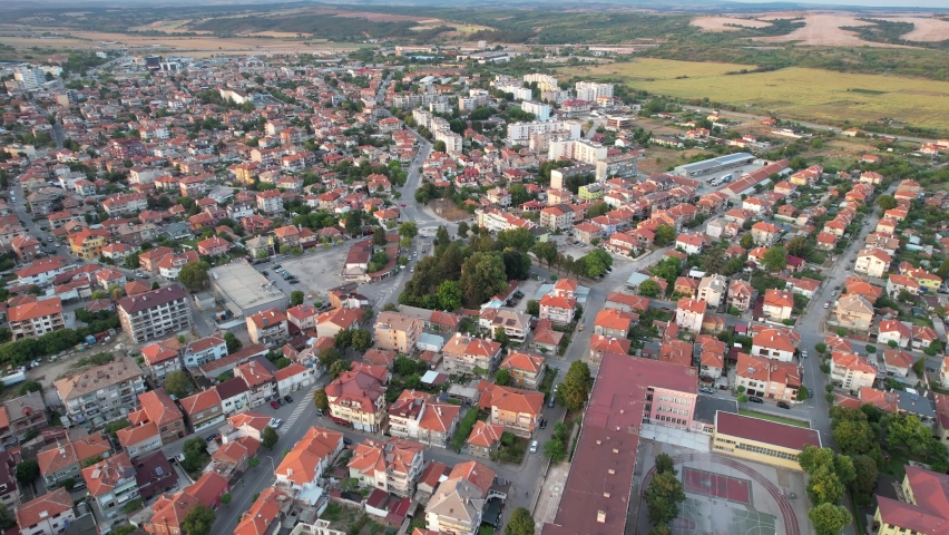 Svilengrad, Haskovo, Bulgaria - 08 13 2021 - Video with a drone of the city