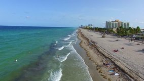 Aerial video of Hollywood Beach FL USA in the summer