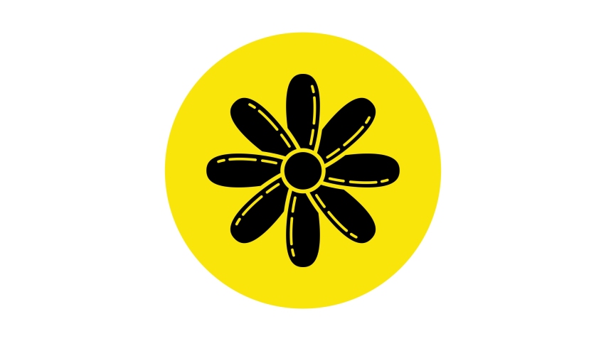 Black Flower icon isolated on white background. Sweet natural food. 4K Video motion graphic animation.