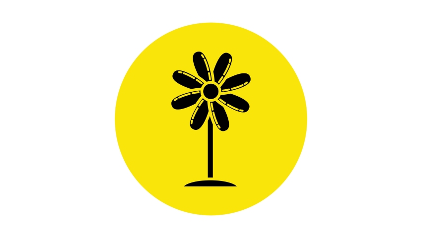 Black Flower icon isolated on white background. Sweet natural food. 4K Video motion graphic animation.