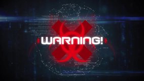 Animation of covid 19 warning text over data processing and globe. global covid 19 pandemic concept digitally generated video. - Powered by Shutterstock - Get 15% off with code: PIKWIZARD15