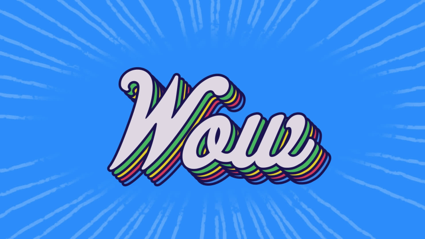 Animation of wow text in colourful letters on blue background. social media and communication concept digitally generated video. - Powered by Shutterstock - Get 15% off with code: PIKWIZARD15