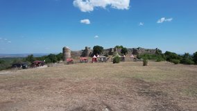 Mezek, Svilengrad, Bulgaria - 08 14 2021: Medieval Roman cream near the village of Mezek