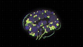 Digital animation of glitch effect over human brain icon against black background. medical research and science technology concept - Powered by Shutterstock - Get 15% off with code: PIKWIZARD15