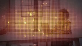 Glowing yellow heart rate monitor against diverse male and female colleagues discussing at office. medical research and technology concept - Powered by Shutterstock - Get 15% off with code: PIKWIZARD15