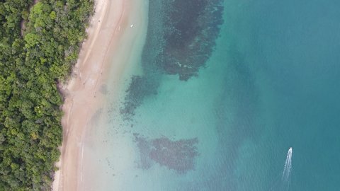 Boat Fishing Travel Queensland Australia Remote location Aerial Drone waves reef ocean blue 