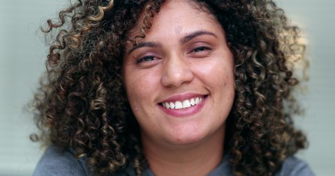 Hispanic woman portrait smile. Latina south american person
