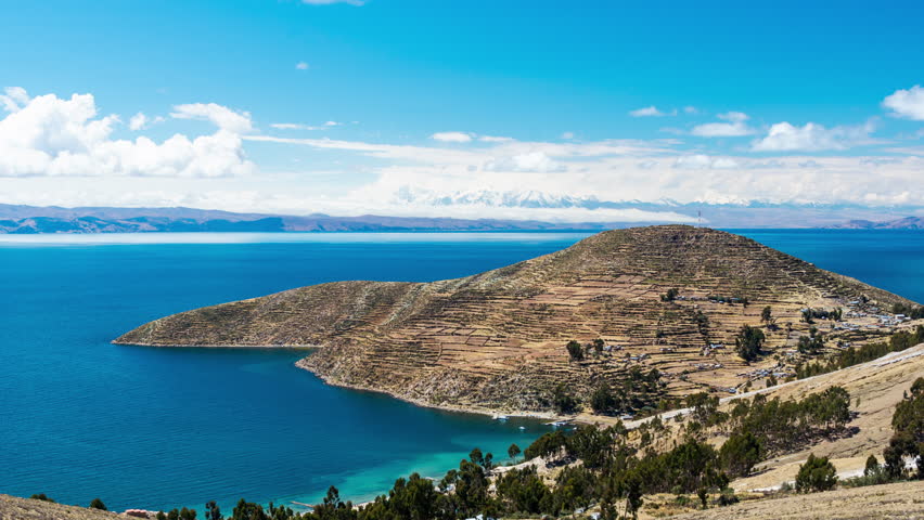 Time lapse view of the Isla del Sol on the Bolivian side of Lake Titicaca