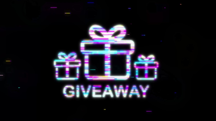 Gift box icon glitch effect design template. Giveaway. Typography design. Post box. Motion graphics.