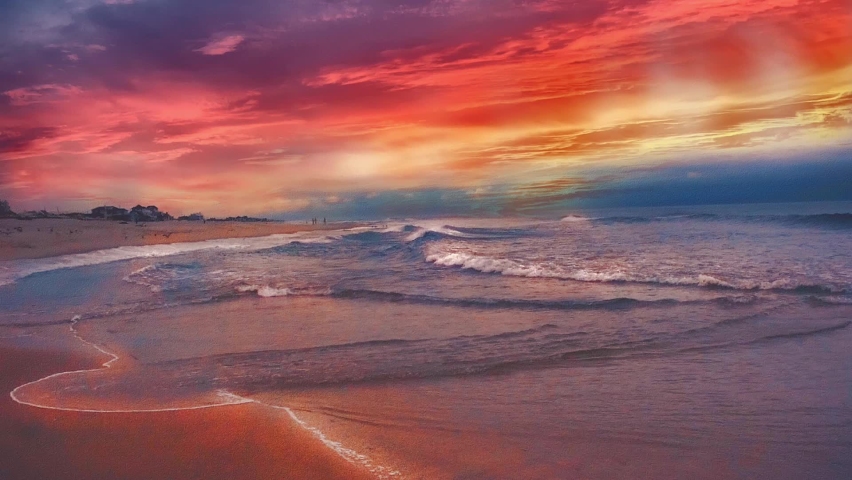 3d animation Beautiful sunset over ocean shore - Powered by Shutterstock - Get 15% off with code: PIKWIZARD15