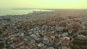 Ancient walls of Thessaloniki City, Aerial panoramic view
