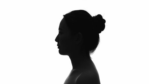 Silhouette of thinking woman. Beauty concept.