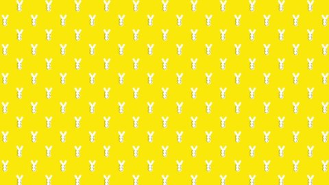 Animated symbols of Japanese currency Yen in geometric pattern on a yellow background with diagonal movement. Flat design cartoon money icon motion graphic