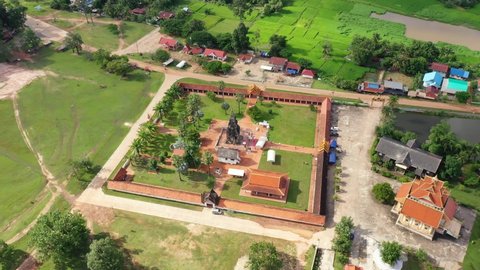 Savannakhet Province, Laos. Aerial view of That Ing Hang, 4K footage