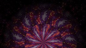 A kaleidoscope of shimmering pattern. Circular shining abstract animation. For a concert scene or video content background.
