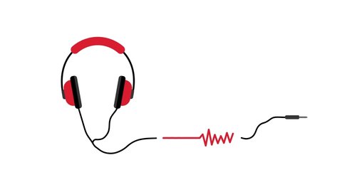 Headphones and audio waveform. Podcast motion graphic animation.