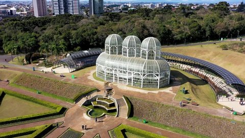 Botany Garden of Curitiba Brazil. Panorama landscape of leisure park at Curitiba, Brazil. Nature landscape. People have fun at this natural park. Curitiba, Brazil. Botany Garden..