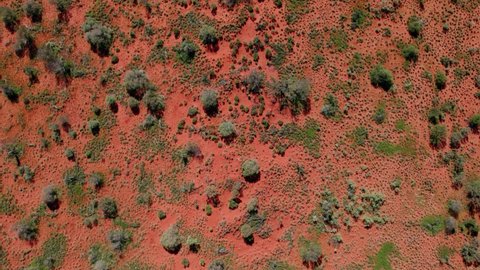 Cinematic aerial top view of a wild desert landscape in the Australian outback