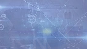 Animation of network of connections with icons over delivery drone with parcel. global shipping, delivery, business, data processing and technology concept digitally generated video. - Powered by Shutterstock - Get 15% off with code: PIKWIZARD15