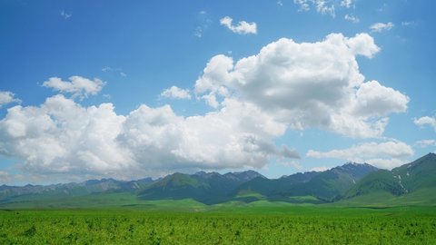 Mountains and grassland. Time-lapse photography in Nalati grassland, Xinjiang, China.