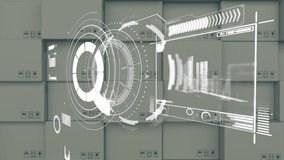 Animation of data processing over stack of cardboard boxes. global shipping, delivery, business, data processing and digital interface concept digitally generated video. - Powered by Shutterstock - Get 15% off with code: PIKWIZARD15