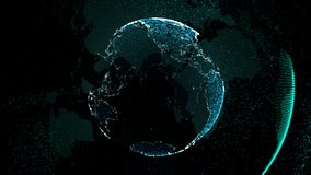 Digital Clouds Earth rotating animation 3D rendering scientific growth data network planet earth rotating Digital data globe - Powered by Shutterstock - Get 15% off with code: PIKWIZARD15
