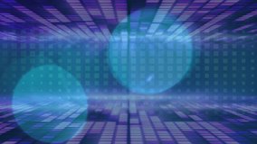 Animation of snowflakes and blue bokeh lights over glowing purple and blue squares. data communication technology and digital interface background concept digitally generated video. - Powered by Shutterstock - Get 15% off with code: PIKWIZARD15