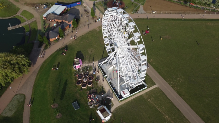Drone flight over Ferris wheel  