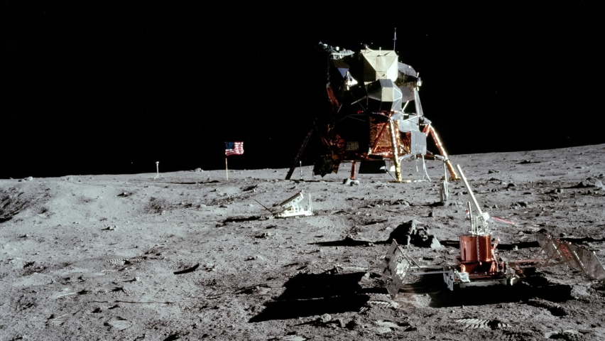 Astronaut Dancing on the moon. Astronaut in outer space celebrating good luck. Seamless loop. Elements of this video furnished by NASA.
