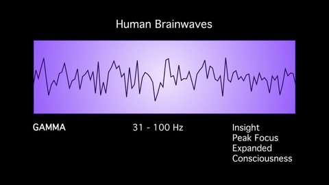 Gamma Human Brain Waves Diagram Illustration Animation on Black Background