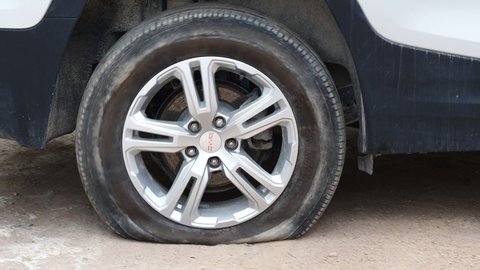 belarus,minsk,2021.flat tire of an emergency vehicle while driving