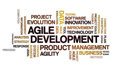 4k Agile Development Animated Tag Word Cloud,Text Design Animation typography seamless loop. 