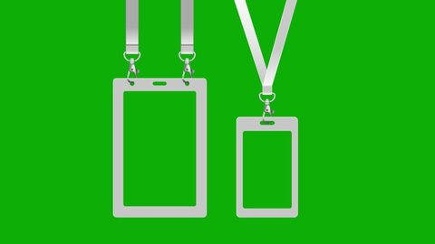 A set of lanyards and badges, metal pieces. Templates for design presentations green screen. vector illustration.