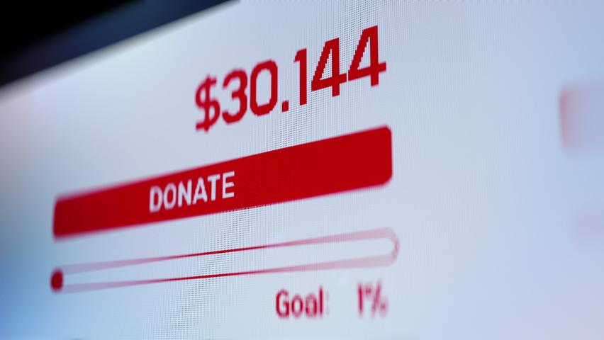Donate button on charity website, number of donations rising, call to action Royalty-Free Stock Footage #1077721544