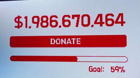 Donate button on charity website, number of donations rising, call to action