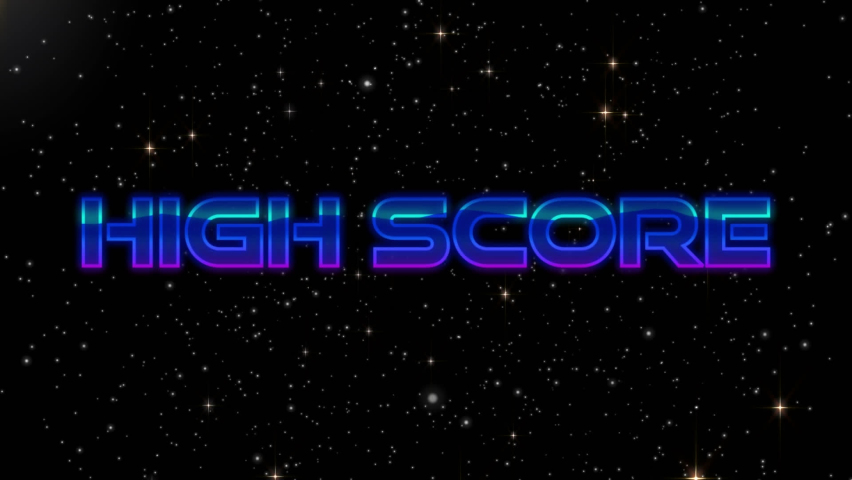 Animation of high score text over snow and stars on black background. video game, entertainment and digitial interface concept digitally generated video. - Powered by Shutterstock - Get 15% off with code: PIKWIZARD15