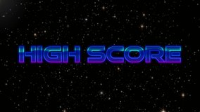 Animation of high score text over snow and stars on black background. video game, entertainment and digitial interface concept digitally generated video. - Powered by Shutterstock - Get 15% off with code: PIKWIZARD15