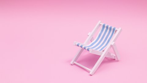 6k Mini disassemble sun lounger appear on pink theme and open for sitting. Stop motion 
