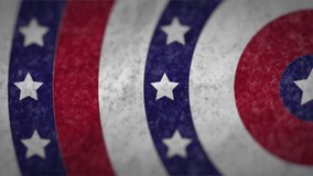 Animation of american flag stars and coloured on circles. patriotism and celebration concept digitally generated video.