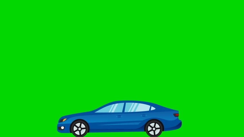 Car pulls to the left on green background, Green screen car running.