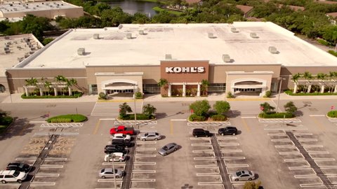 BOYNTON BEACH, FL, USA - AUGUST 10, 2021: Drone video Kohls Retail Store Boynton Beach FL USA