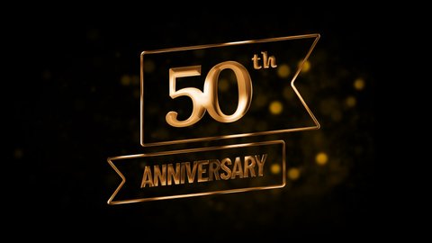 50th Anniversary Animation in Gold and Transparent Background. You can place this file in various types of backgrounds, either images or videos.