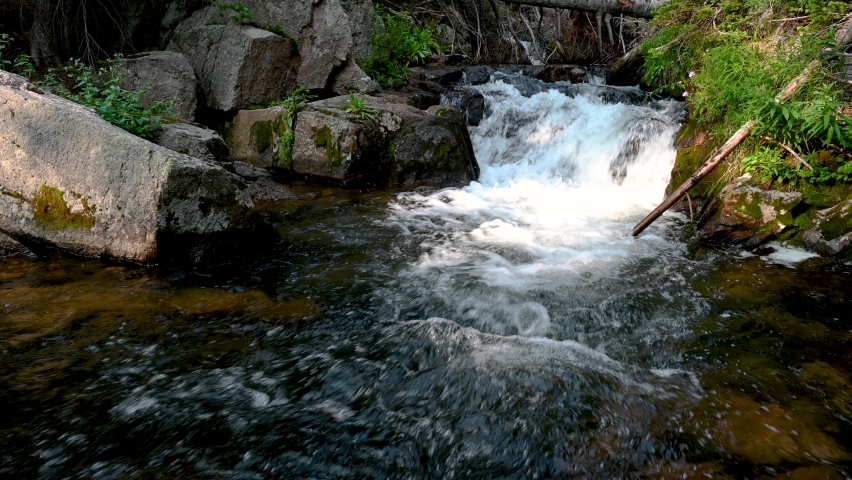 One of many small cascades on the Icy Brook near the Sky Pond trail in Rocky Mountain National Park, Colorado, USA
